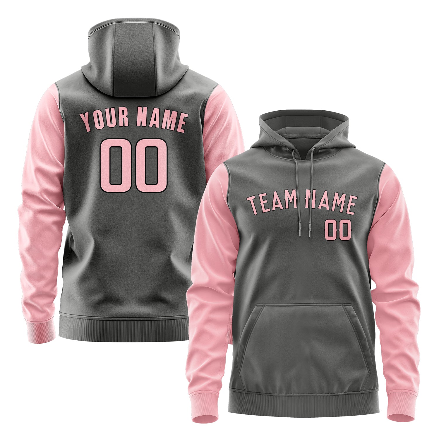 Custom Dark Grey Light Pink Hoodie 2020212120B31721