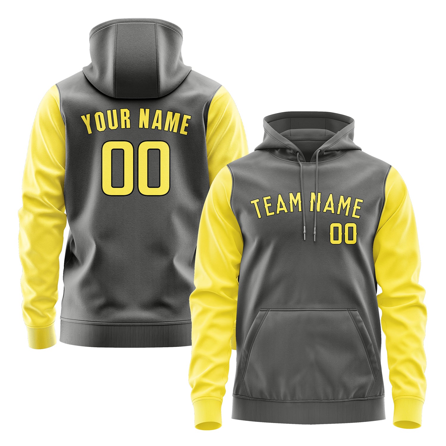 Custom Dark Grey Light Yellow Hoodie 2020262620B31726