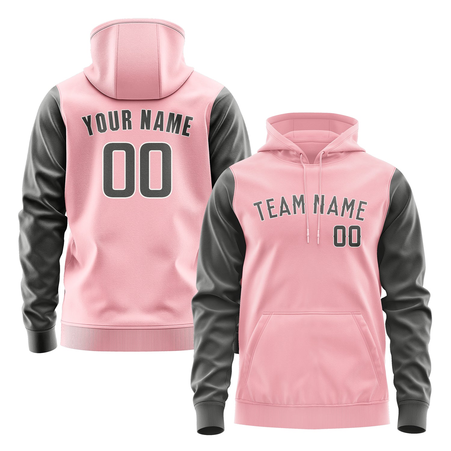 Custom Light Pink Dark Grey Hoodie 2121202021B31820