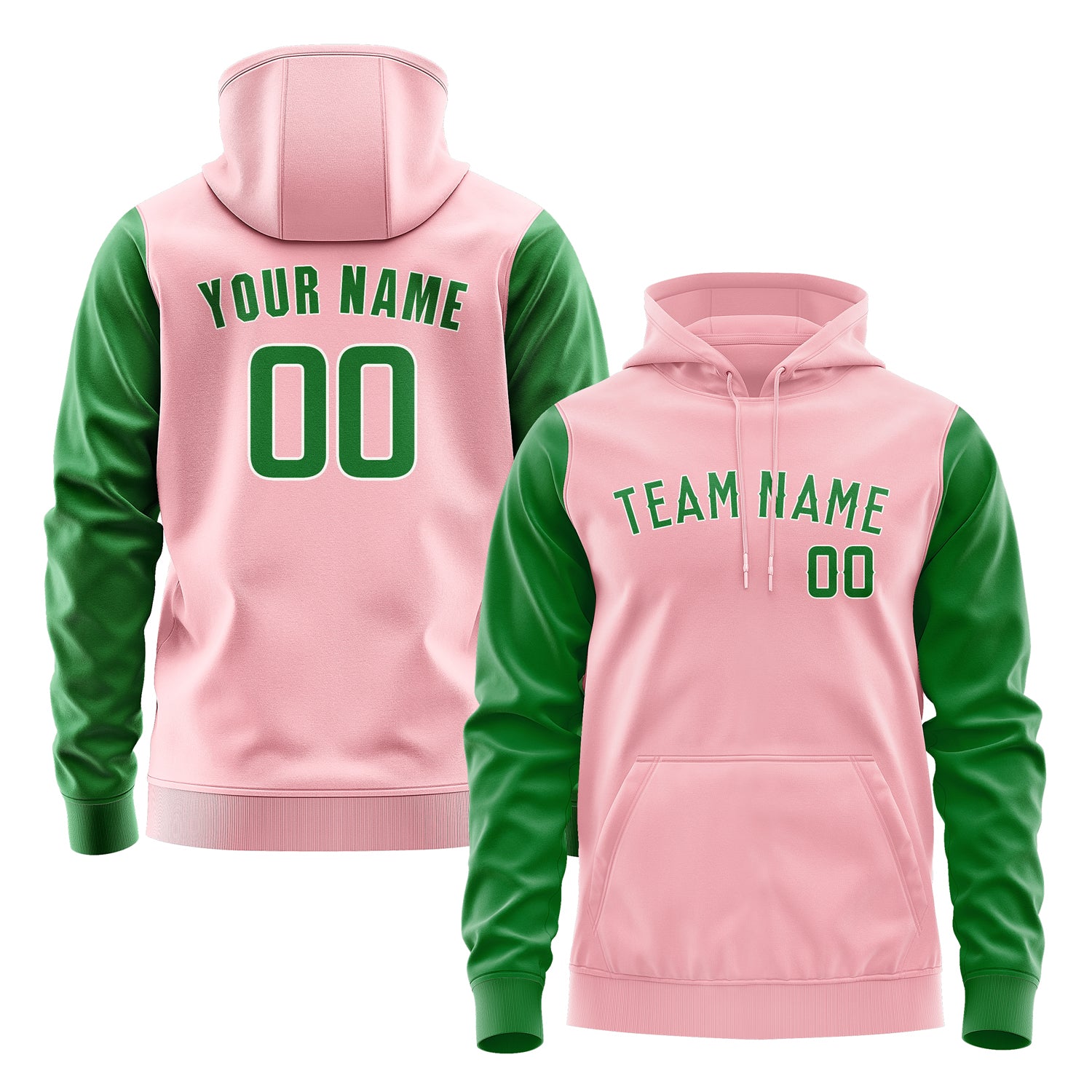 Custom Light Pink Emerald Green Hoodie 2121242421B31824