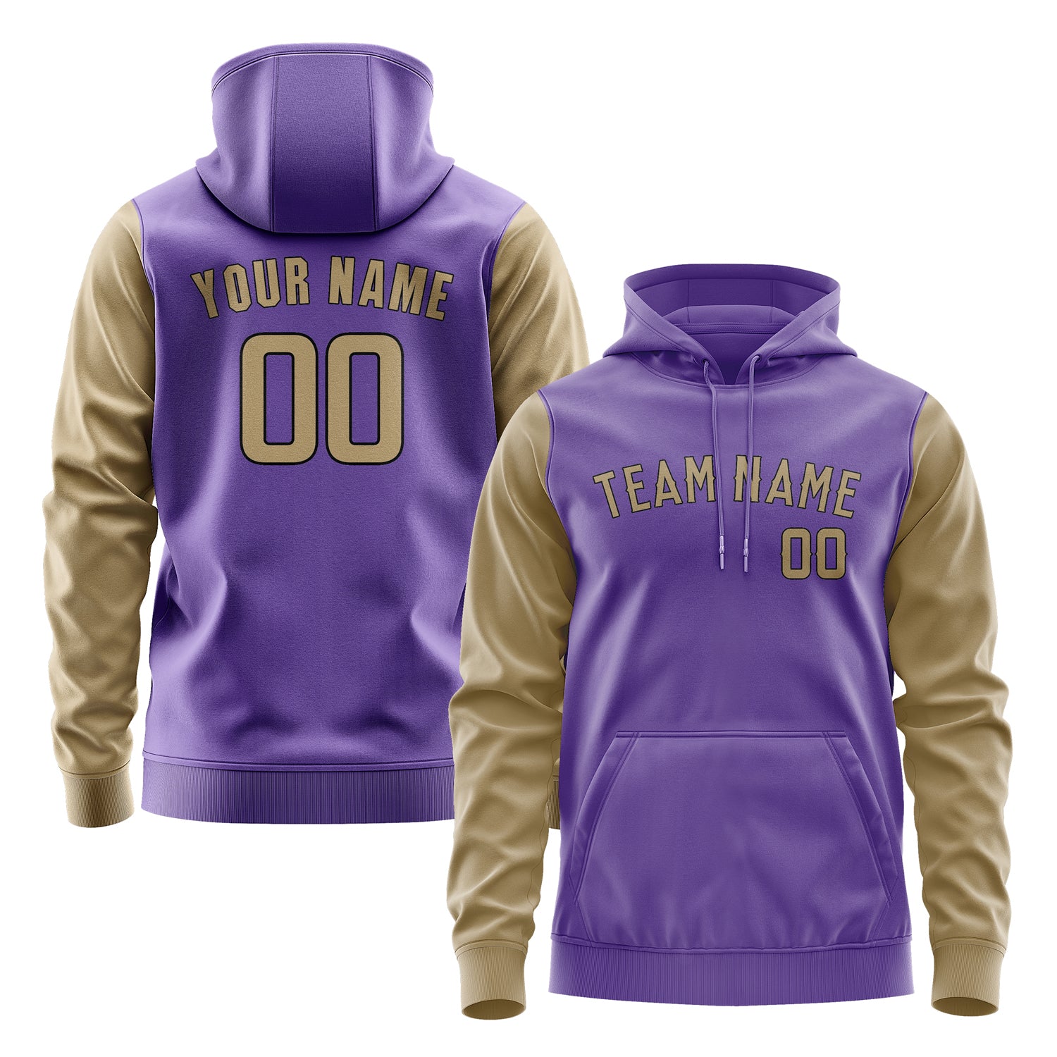 Custom Light Purple Light Khaki Hoodie 2323252523B31725