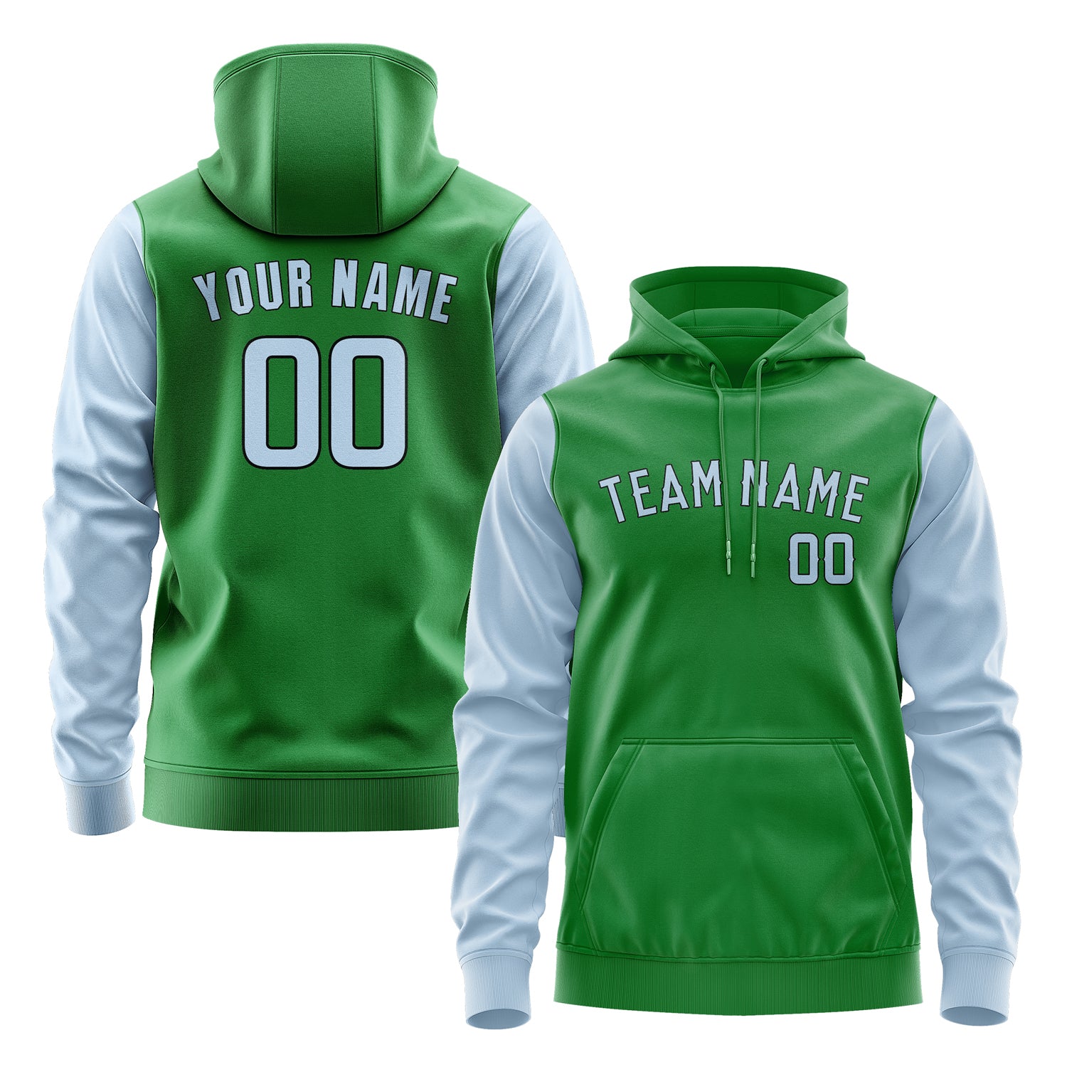 Custom Emerald Green Light Blue Hoodie 2424080824B31708