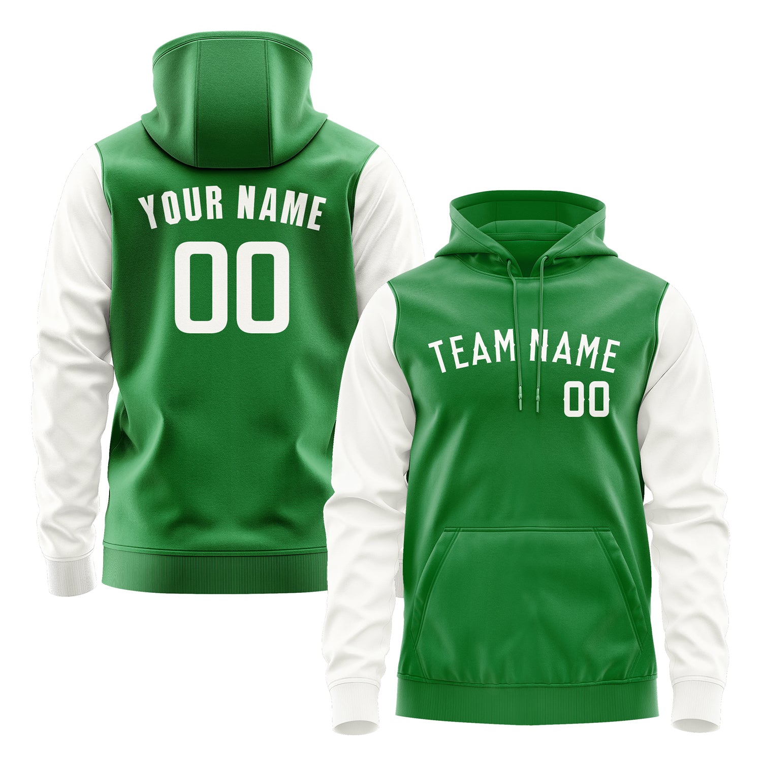 Custom Emerald Green White Hoodie 2424181824B31818