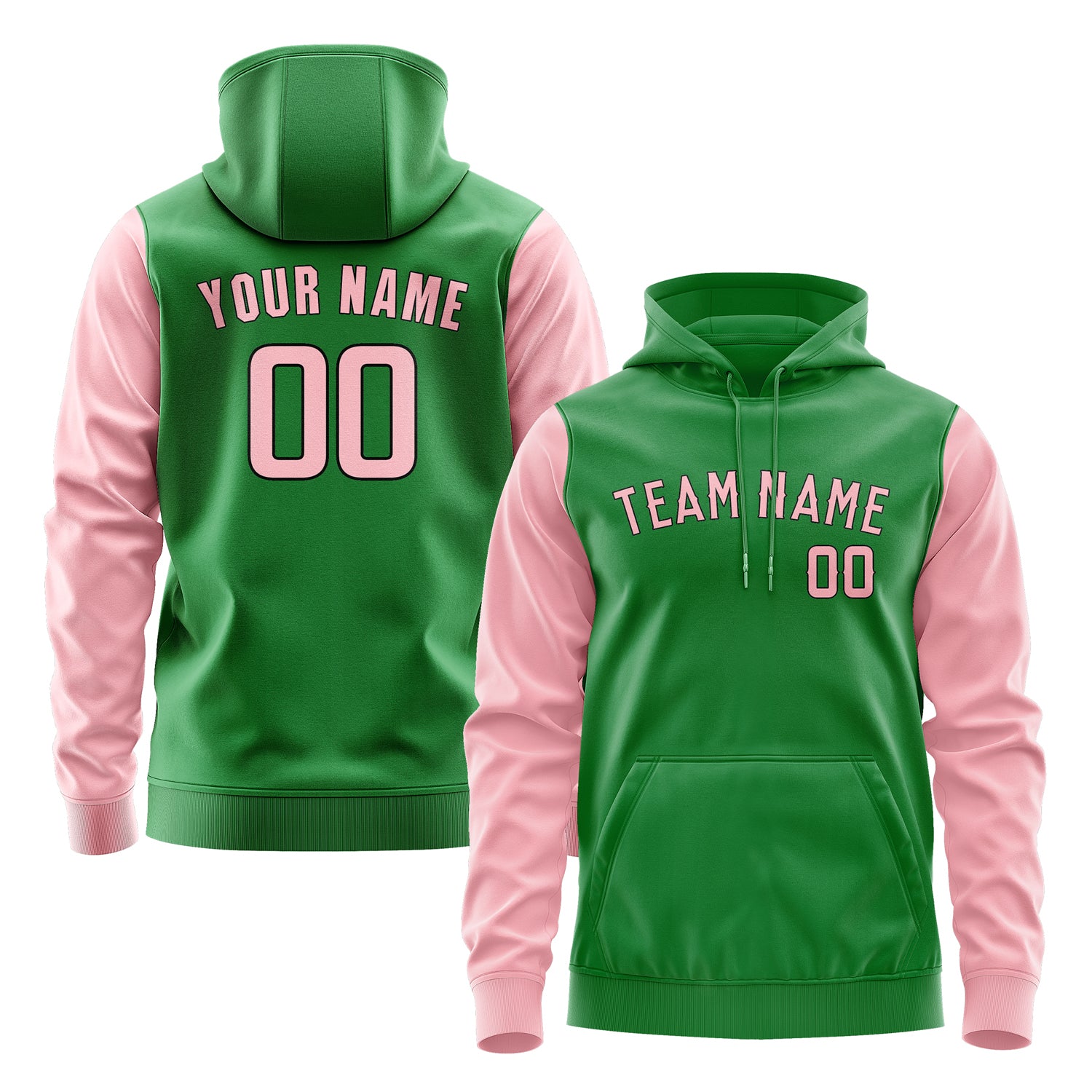 Custom Emerald Green Light Pink Hoodie 2424212124B31721