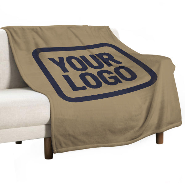 Custom Light Khaki Steel Blue Blanket