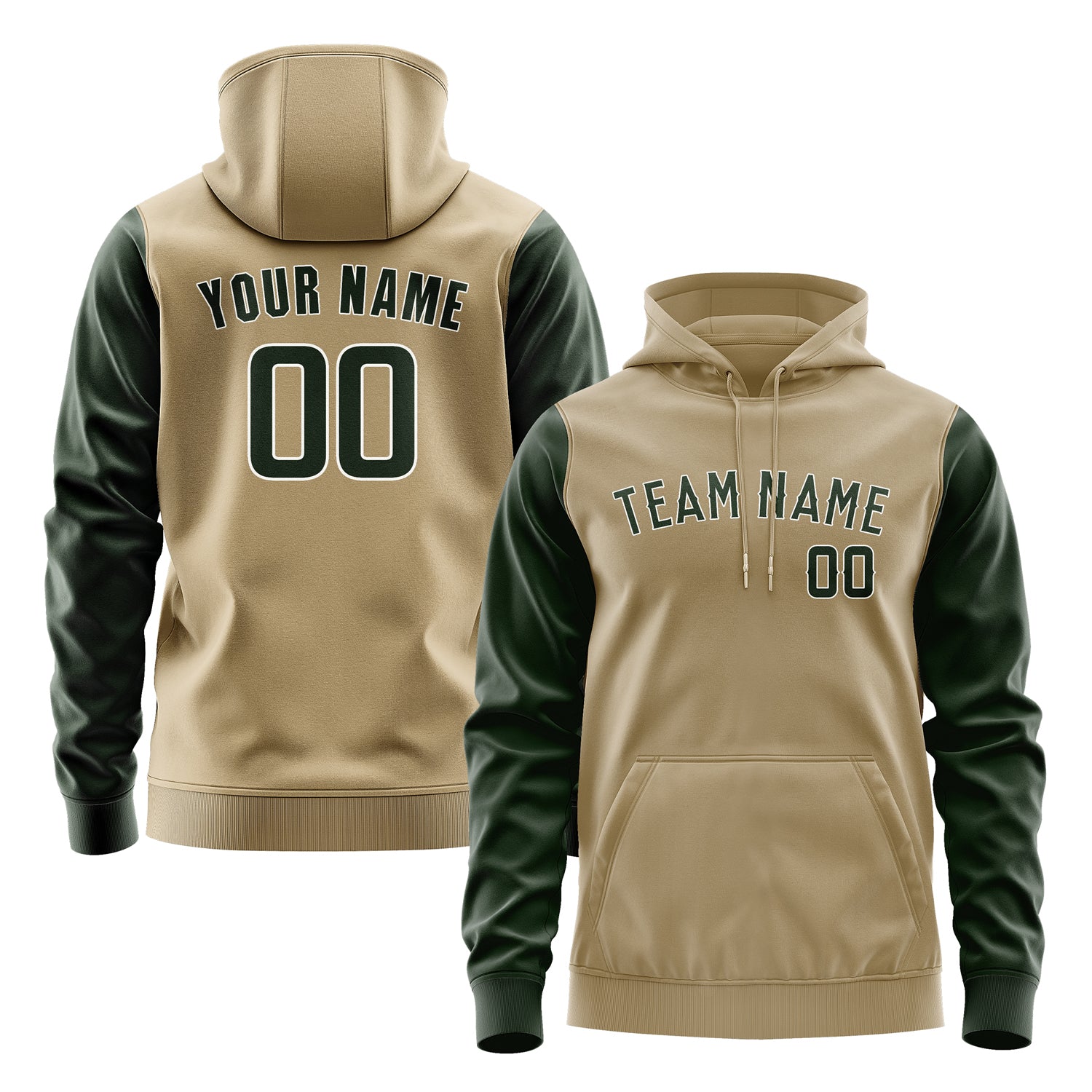 Custom Light Khaki Dark Green Hoodie 2525060625B31806