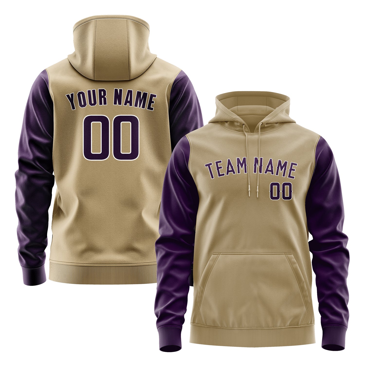 Custom Light Khaki Purple Hoodie 2525070725B31807