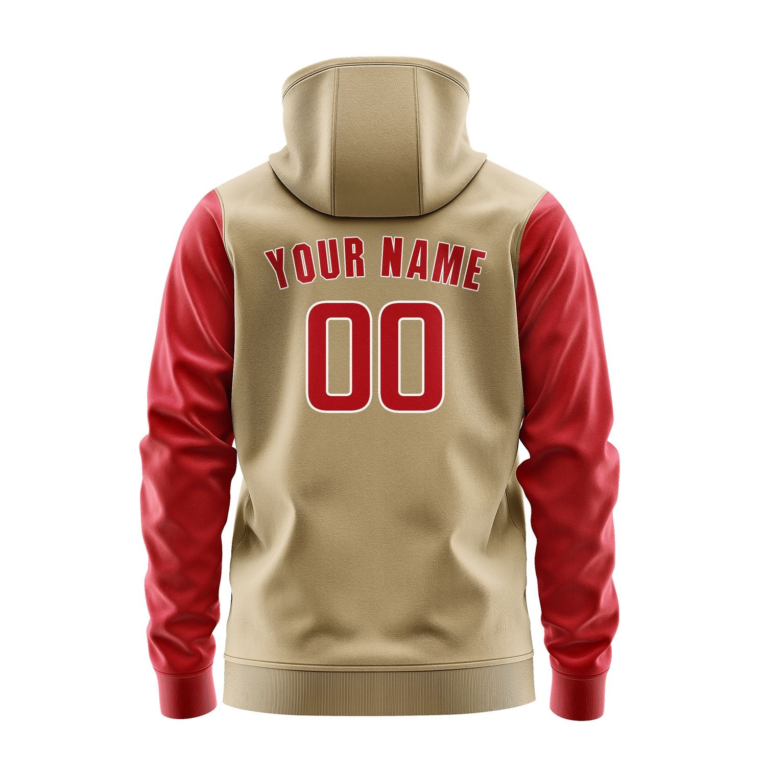 Custom Light Khaki Red Hoodie 2525141425B31814