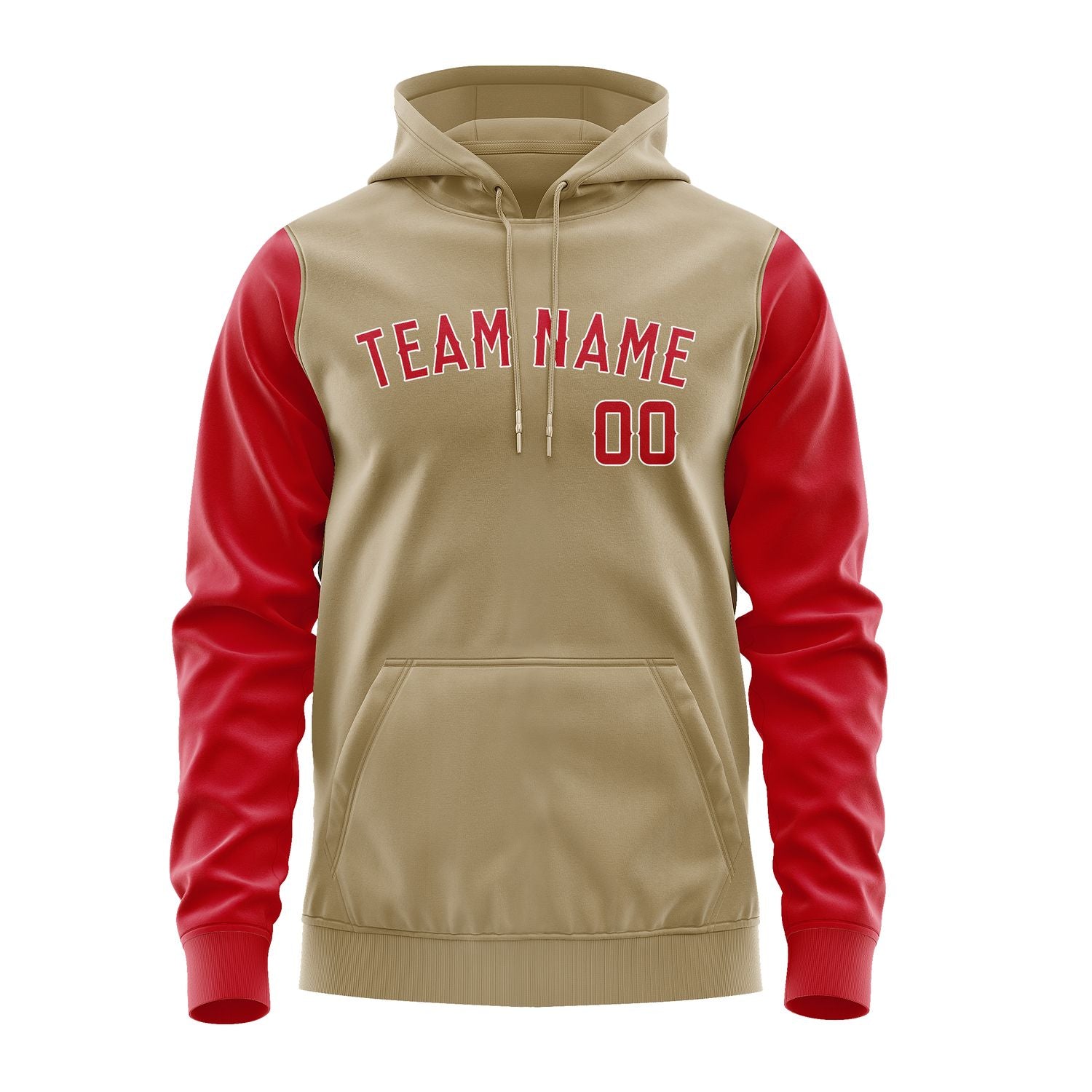 Custom Light Khaki Red Hoodie 2525141425B31814