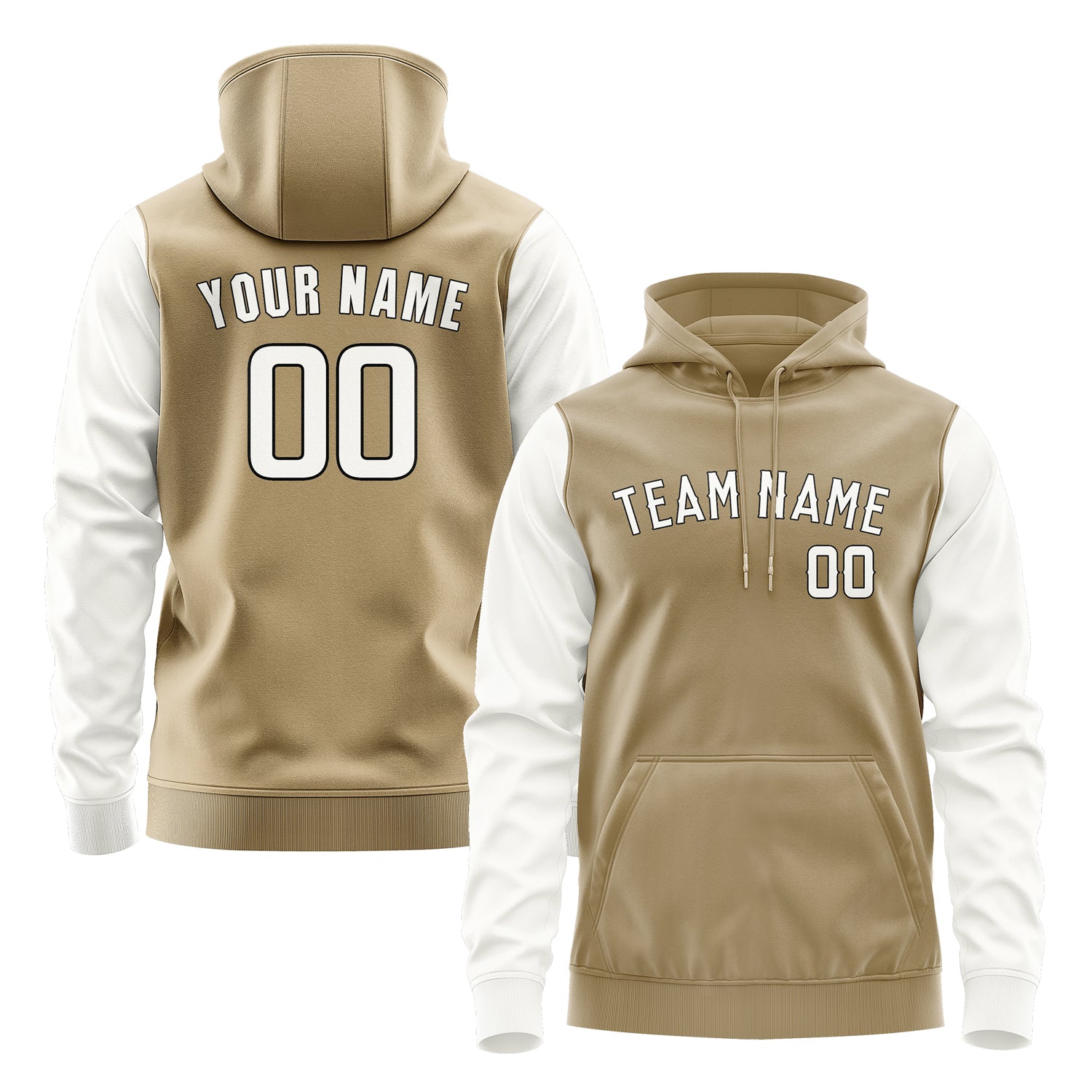 Custom Light Khaki White Hoodie 2525181825B31718
