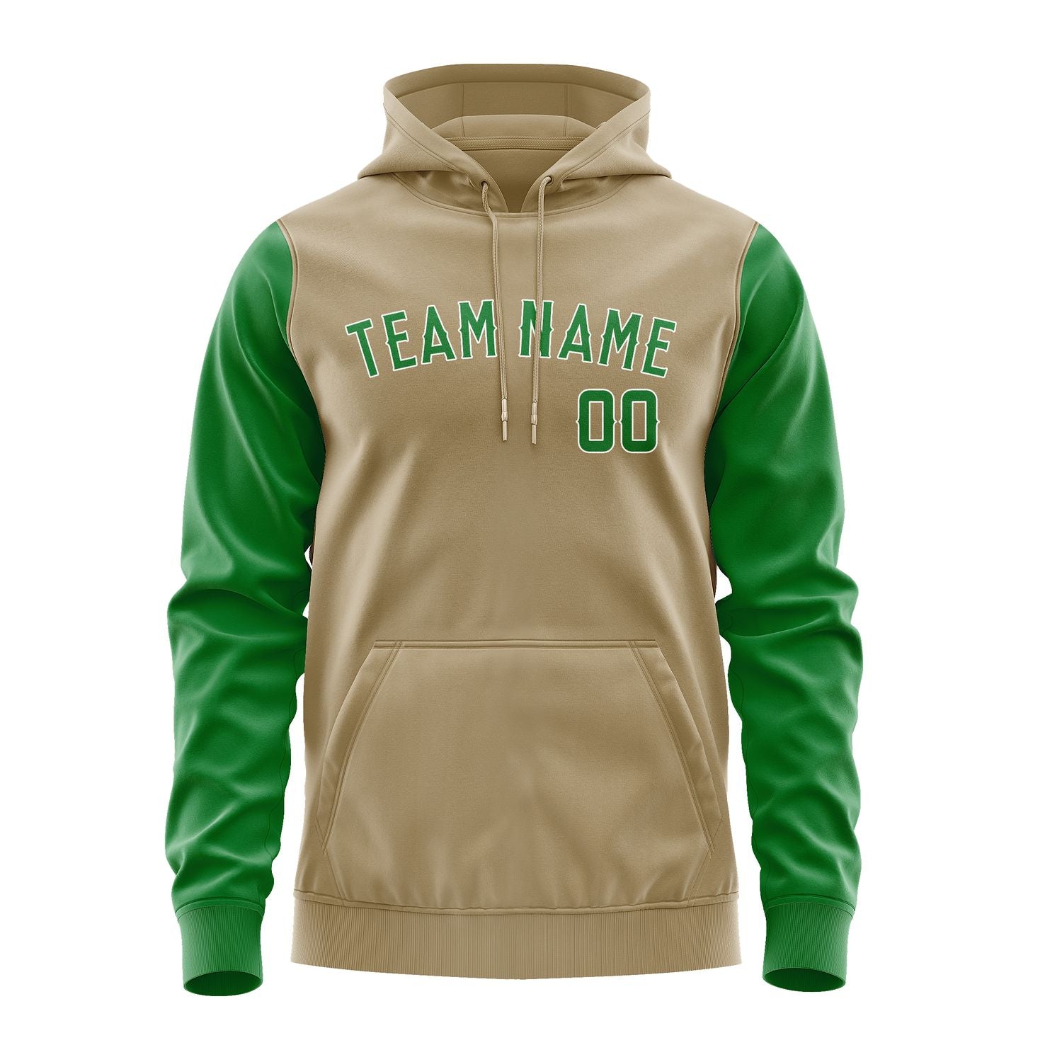 Custom Light Khaki Emerald Green Hoodie 2525242425B31824