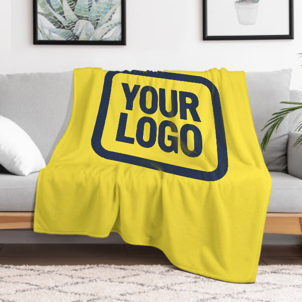 Custom Pale Yellow Navy Blue Blanket