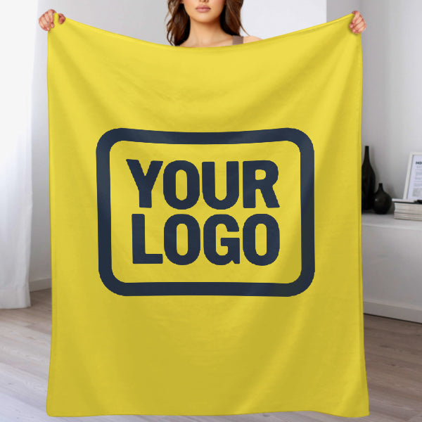 Custom Pale Yellow Navy Blue Blanket