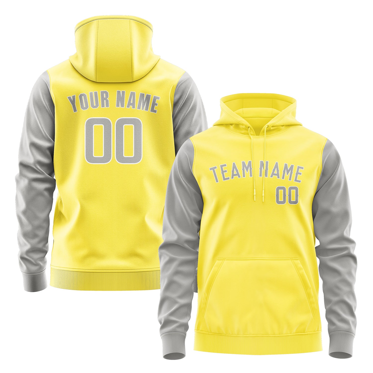 Custom Light Yellow Gray Hoodie 2626040426B31804