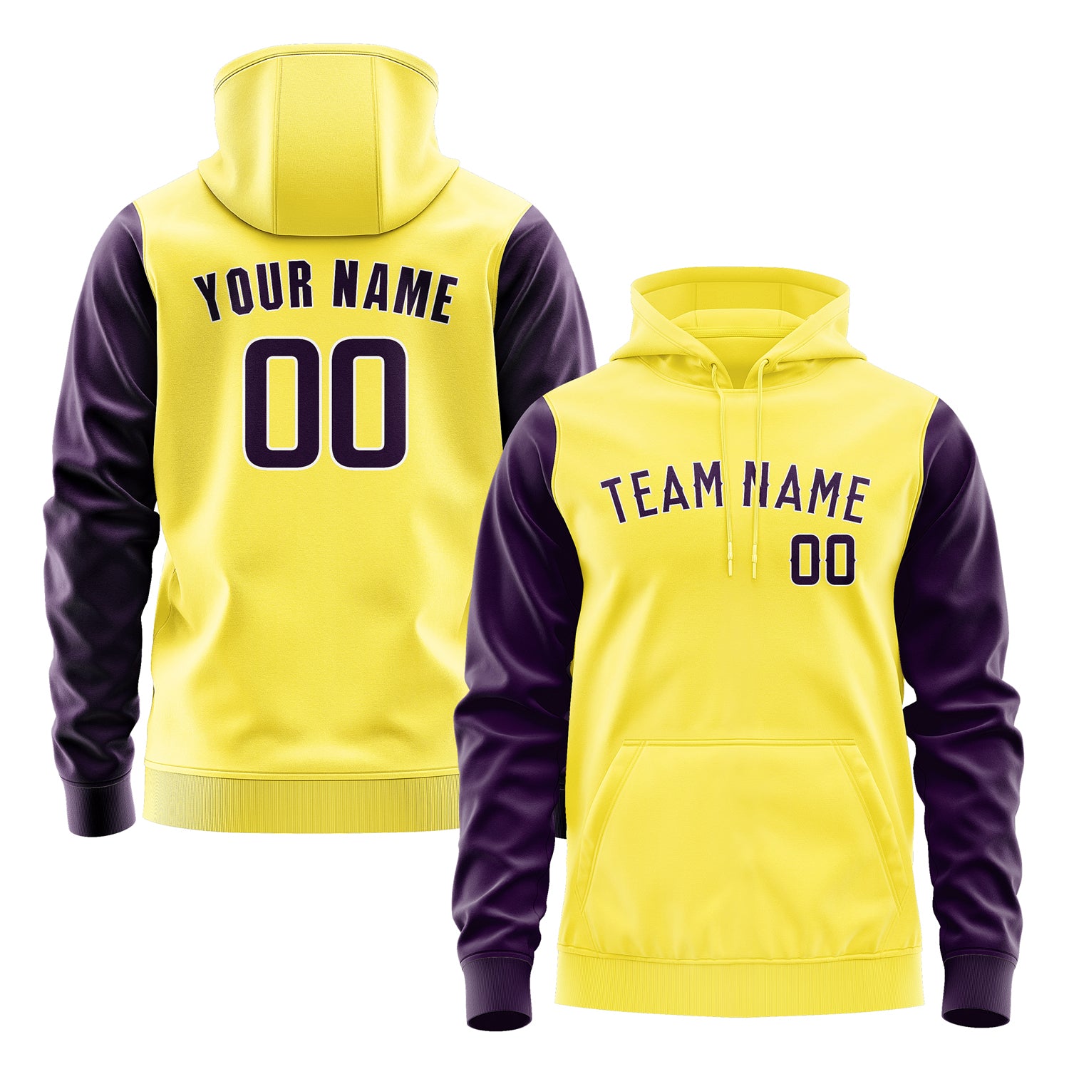 Custom Light Yellow Purple Hoodie 2626070726B31807