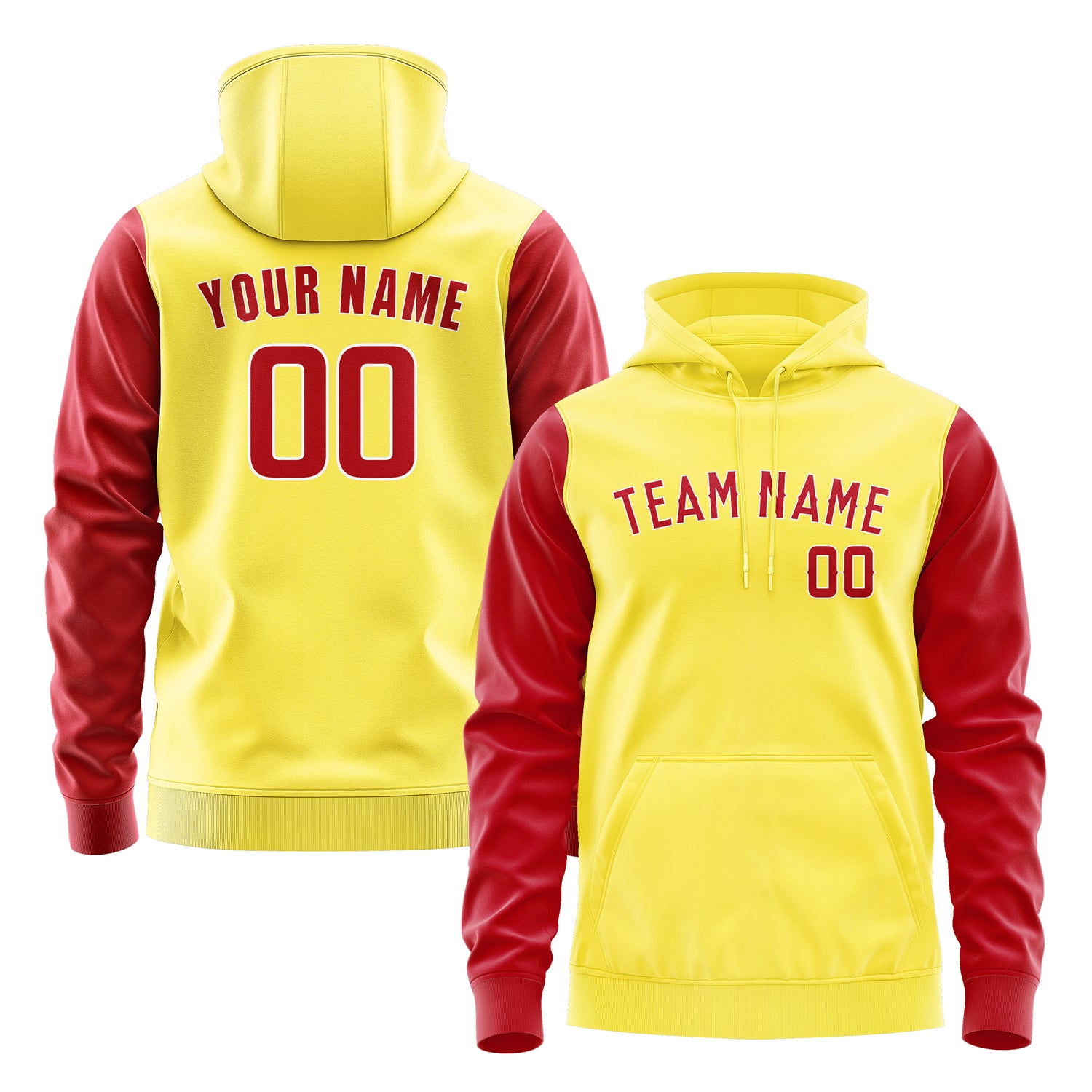 Custom Light Yellow Red Hoodie 2626141426B31814