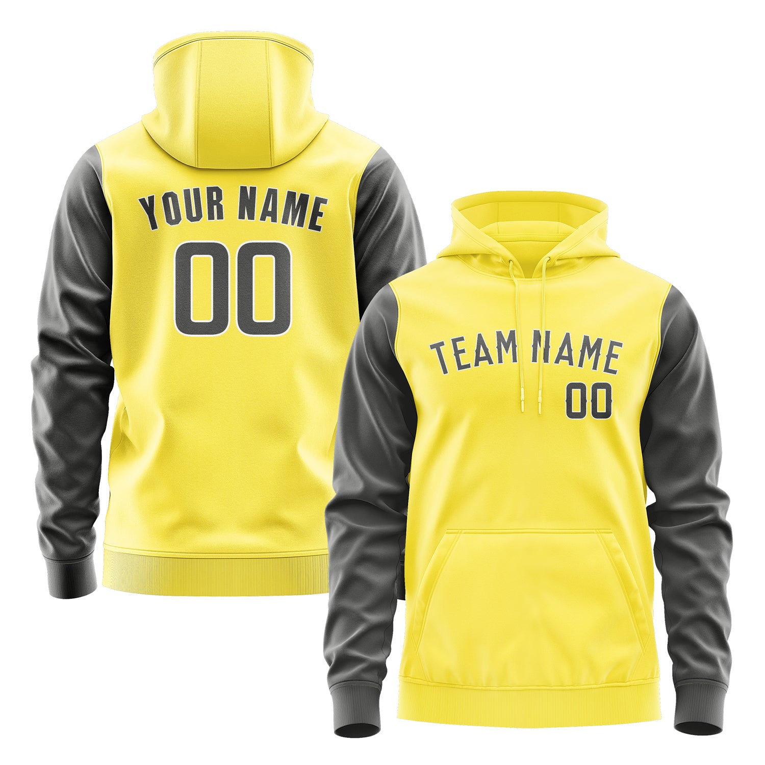 Custom Light Yellow Dark Grey Hoodie 2626202026B31820