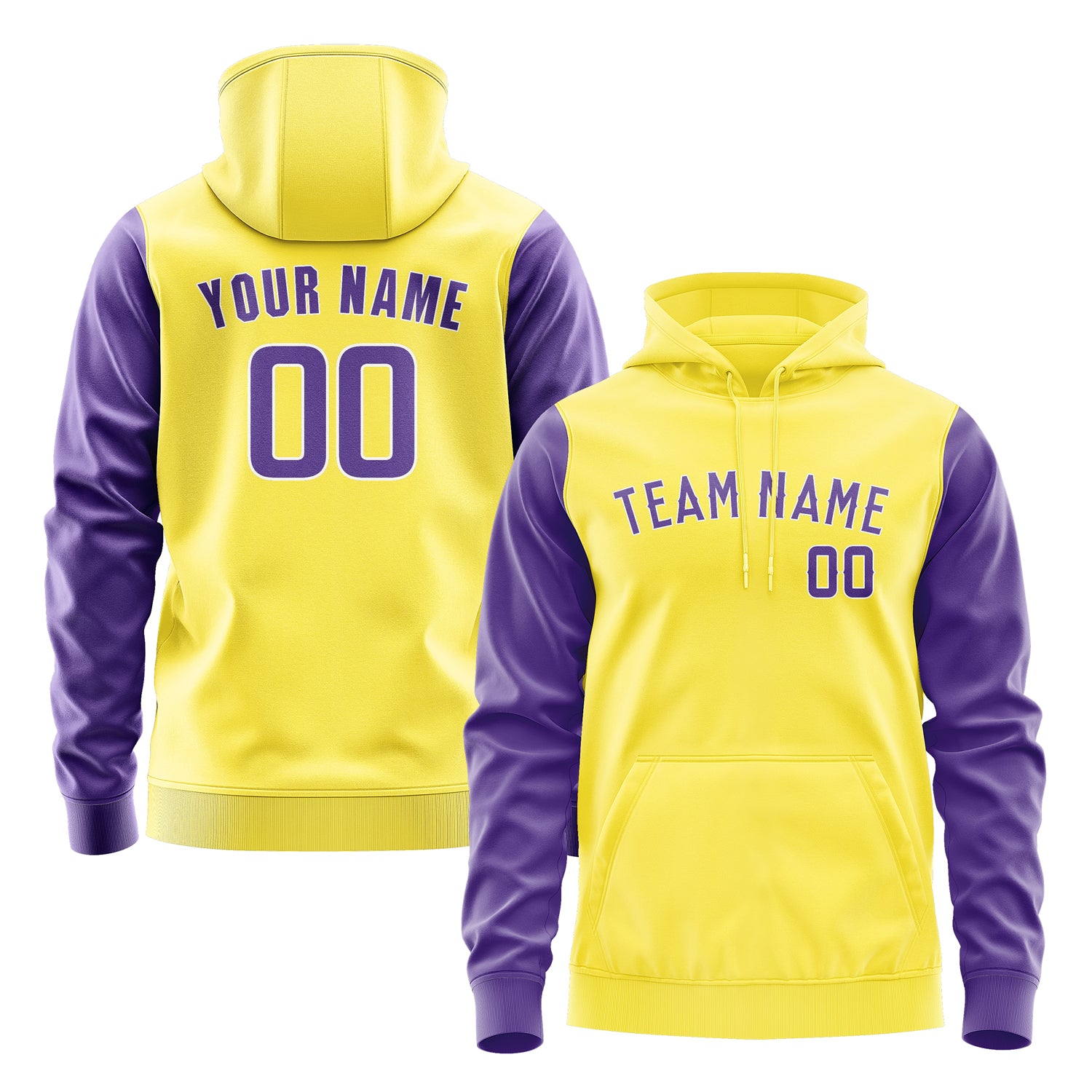 Custom Light Yellow Light Purple Hoodie 2626232326B31823