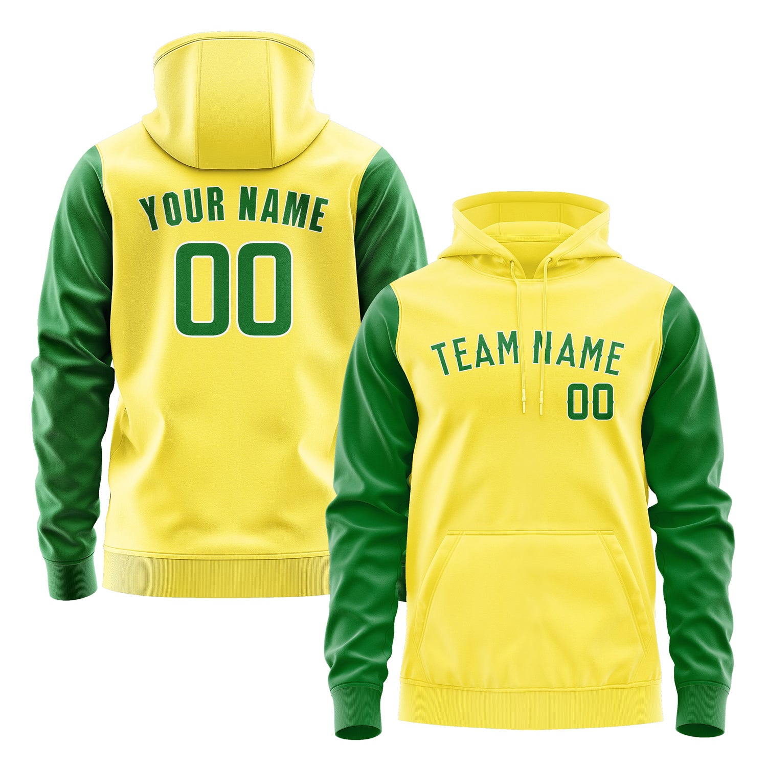 Custom Light Yellow Emerald Green Hoodie 2626242426B31824