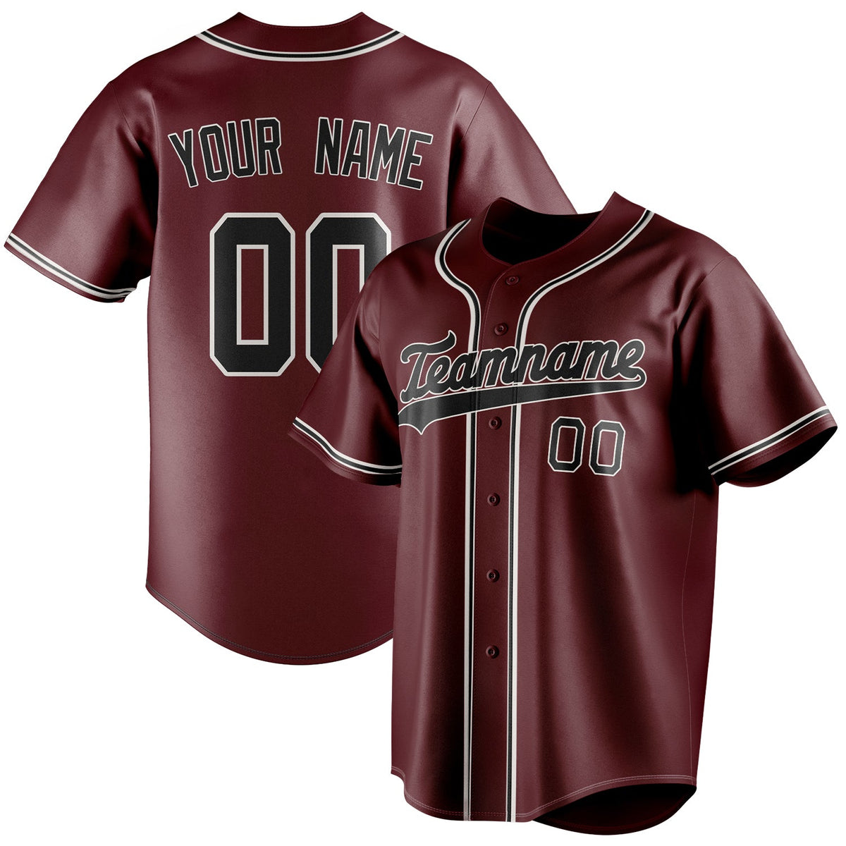 Custom Burgundy & Black Color Fan Baseball Jersey BB01240528CK092