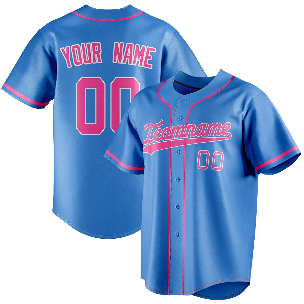 Custom Electric Blue & Pink Color Fan Baseball Jersey BB01240528JZ187