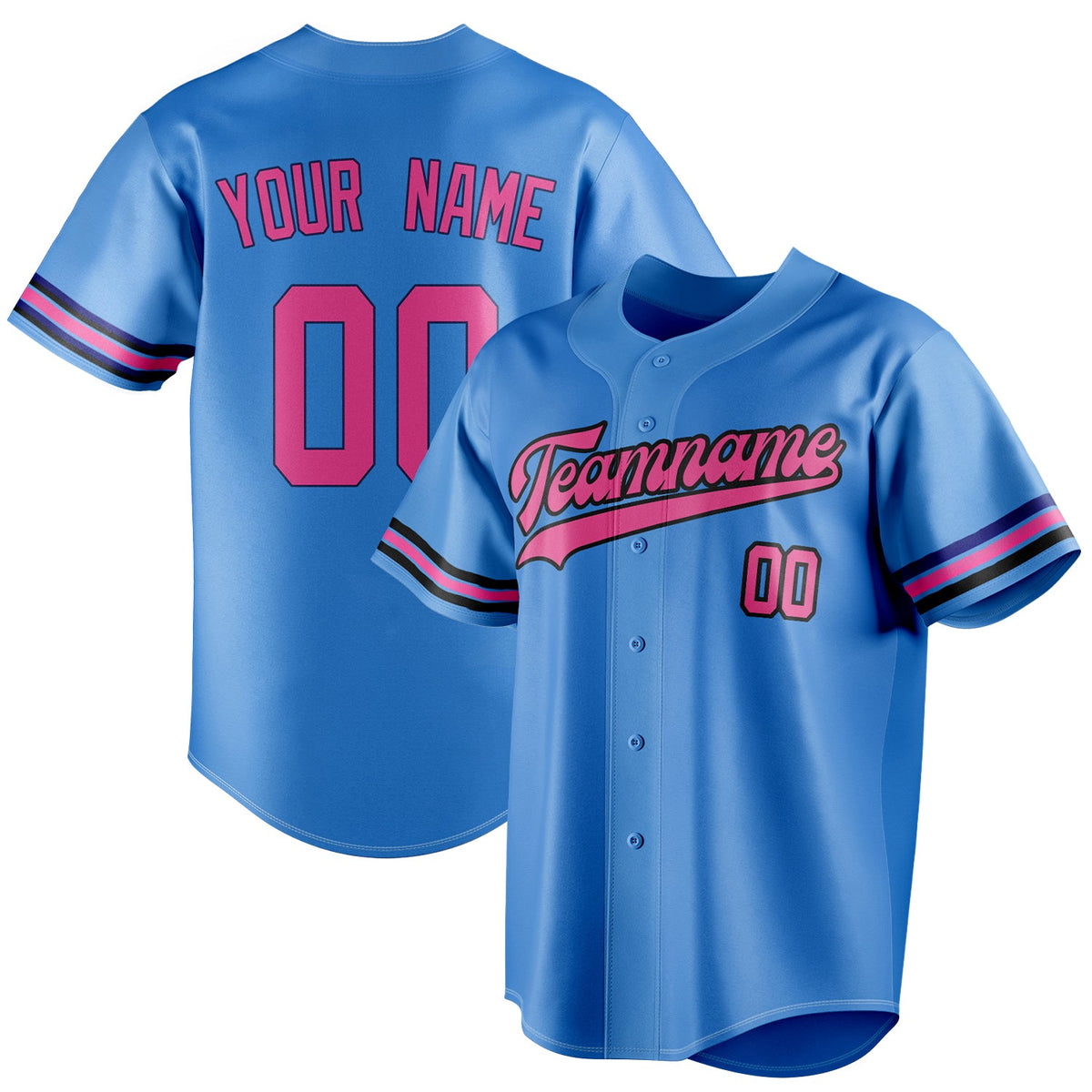 Custom Electric Blue & Pink Color Fan Baseball Jersey BB01240528JZ191