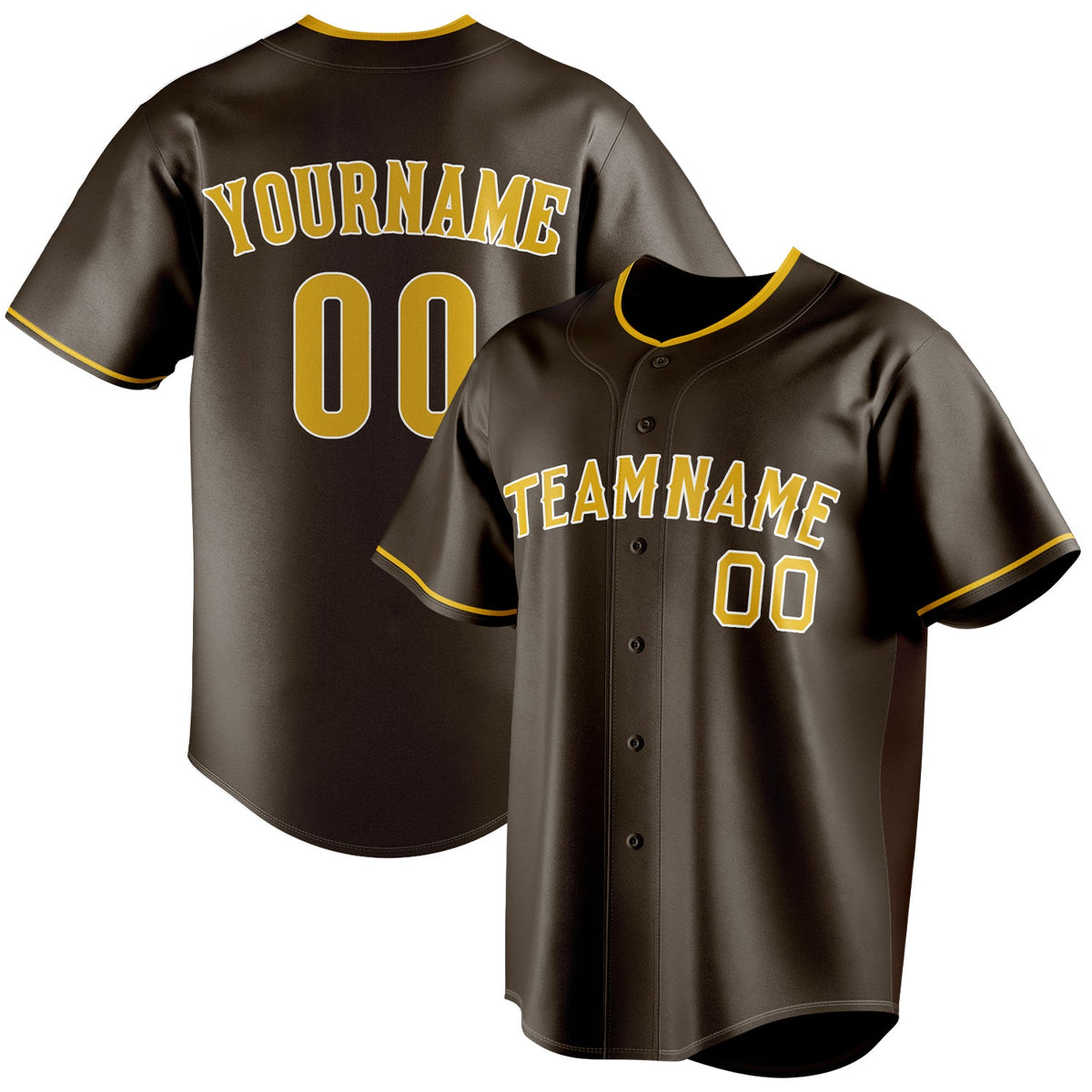 Custom Brown & Gold Color Fan Baseball Jersey BB01240528WX081