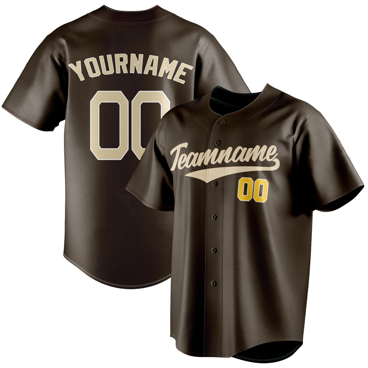 Custom Brown & Cream Color Fan Baseball Jersey BB01240528WX088