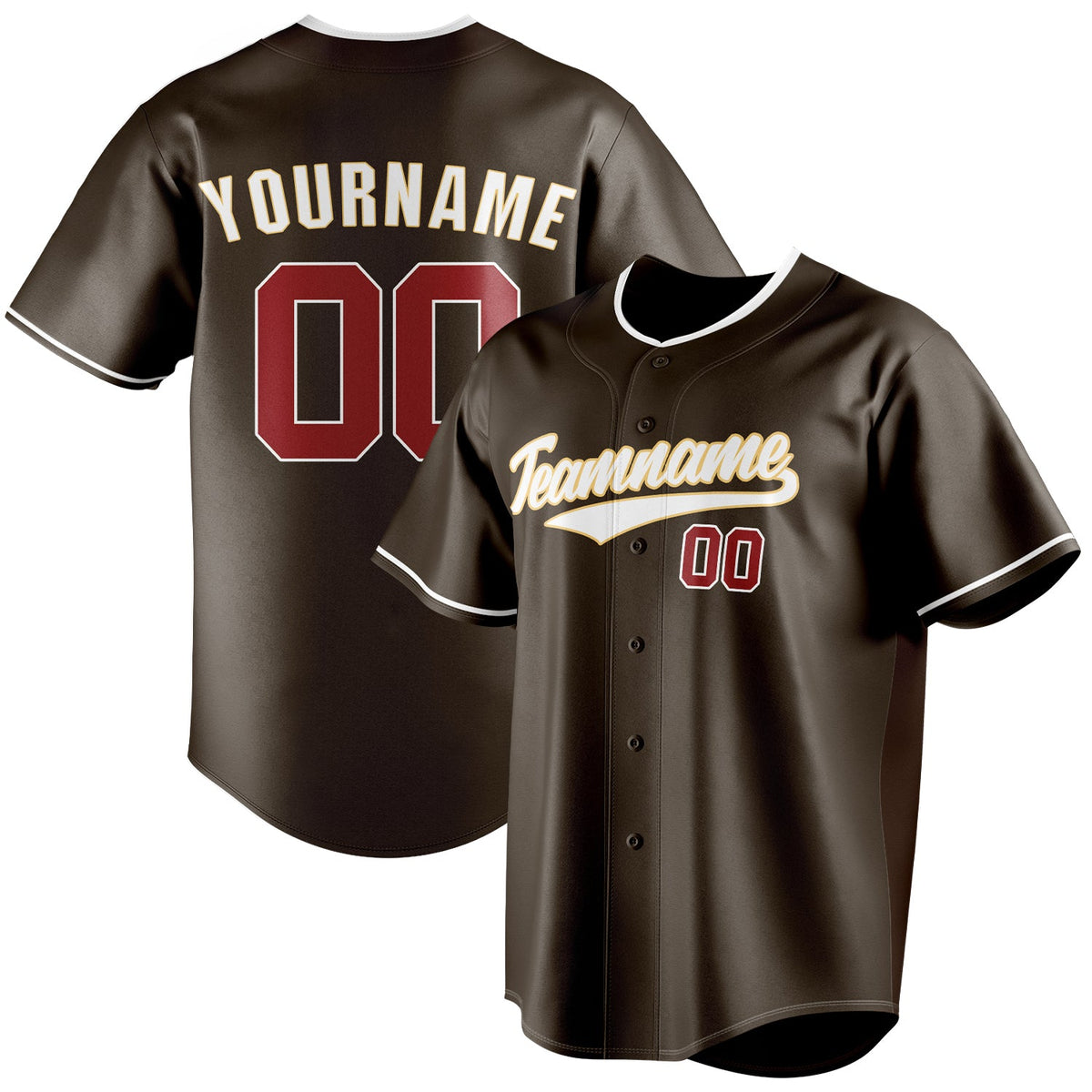 Custom Brown & Red Color Fan Baseball Jersey BB01240528WX089