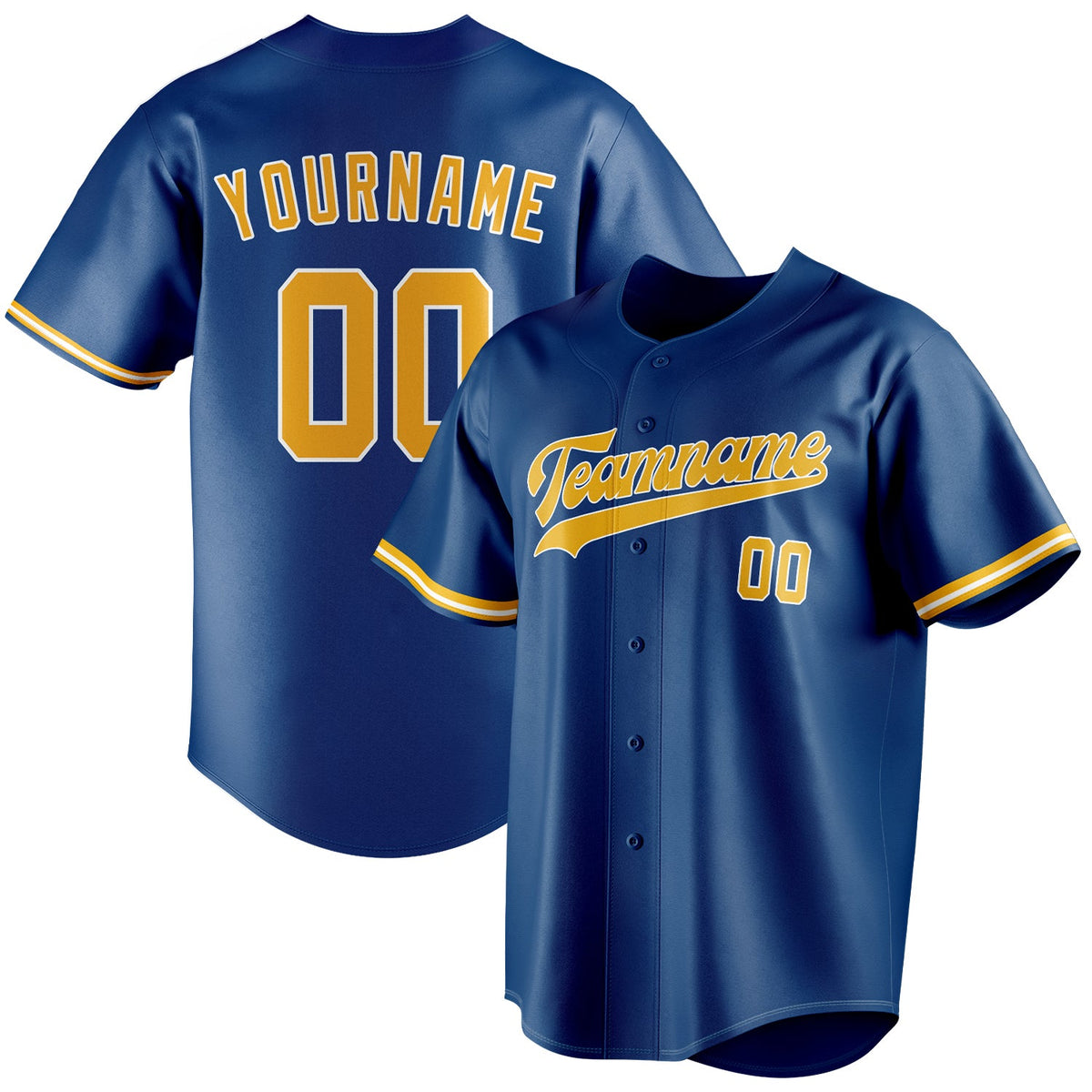 Custom Blue & Gold Color Fan Baseball Jersey BB01240528WY053