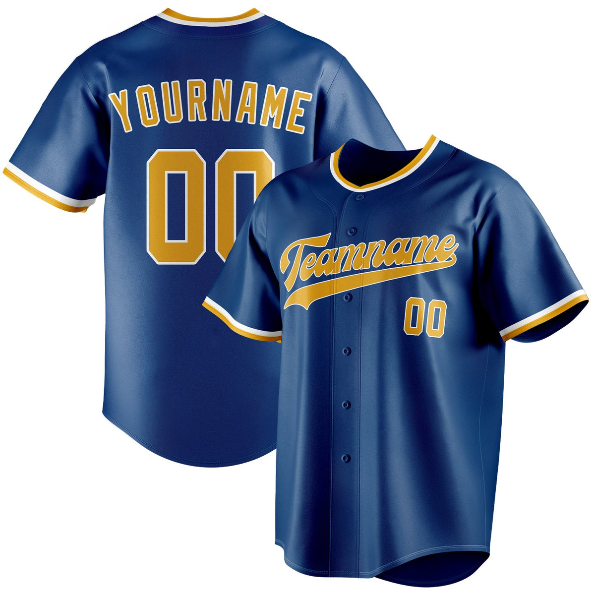 Custom Blue & Gold Color Fan Baseball Jersey BB01240528WY062