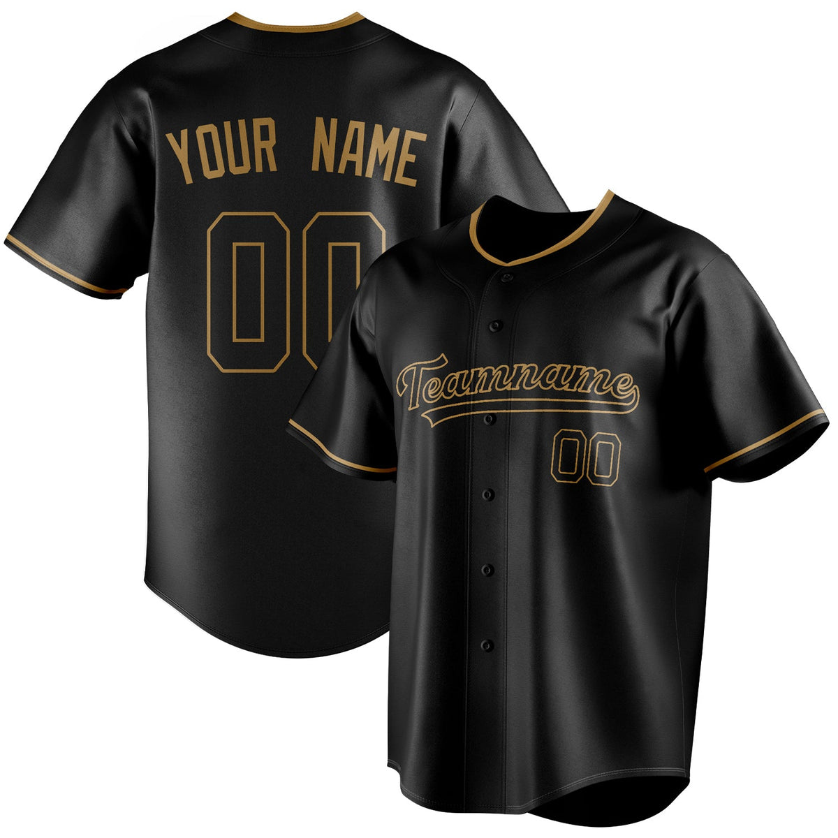 Custom Black & Old Gold Color Fan Baseball Jersey BB01240528YX185