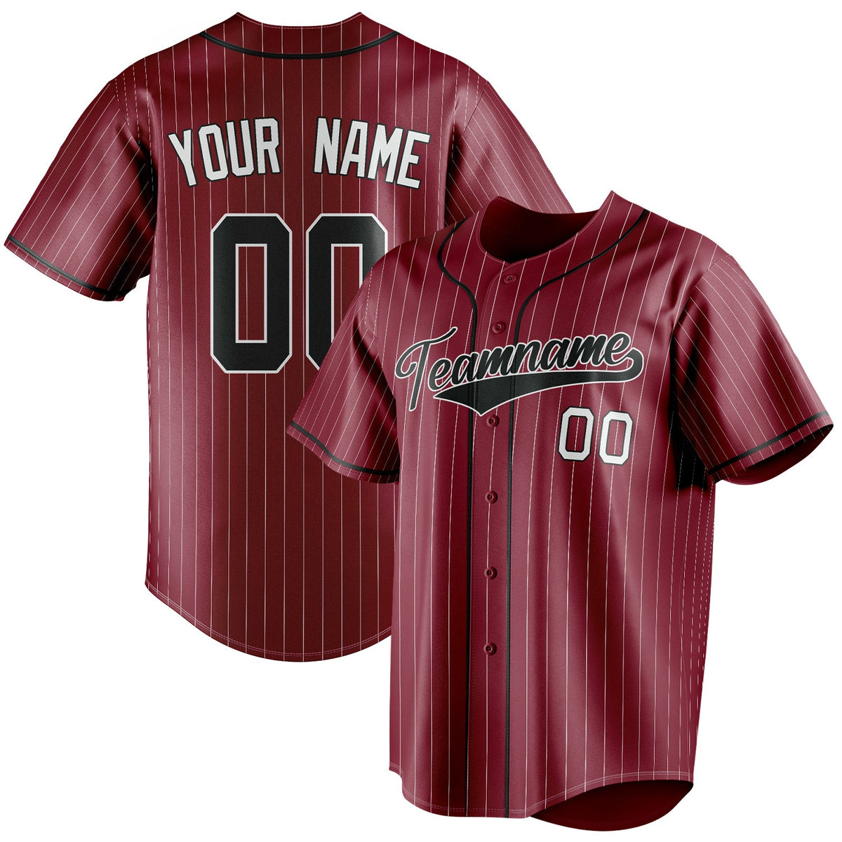 Custom Crimson & Black White Pinstripe Fan Baseball Jersey BB01240529CK149