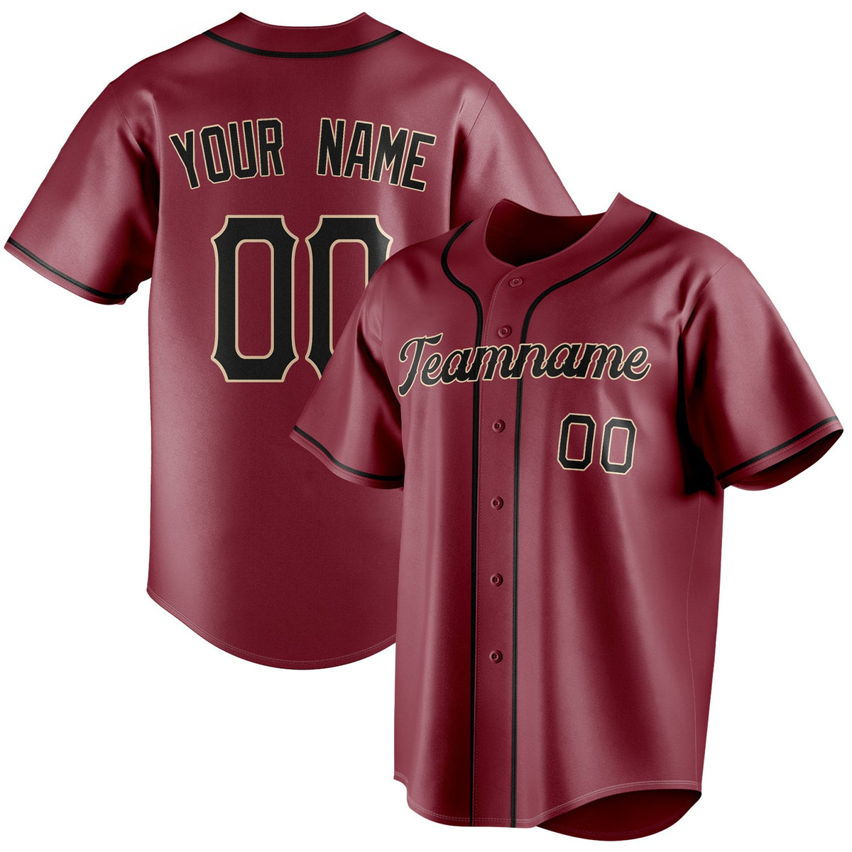 Custom Crimson & Black Color Fan Baseball Jersey BB01240529CK150