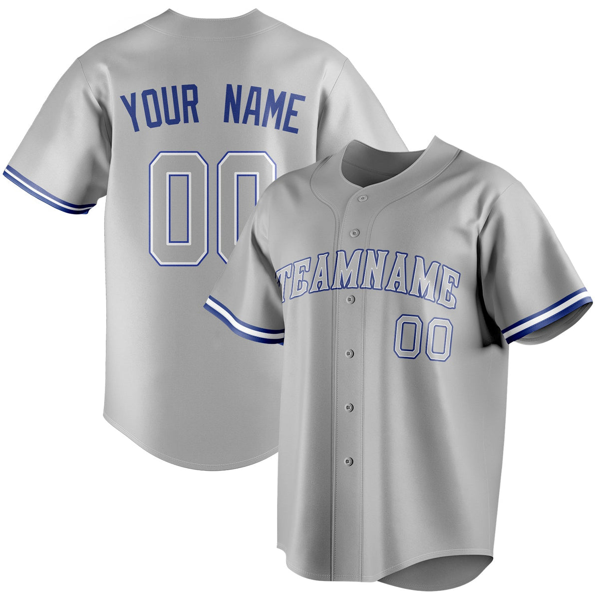 Custom Gray & Royal Color Fan Baseball Jersey BB01240529JZ146