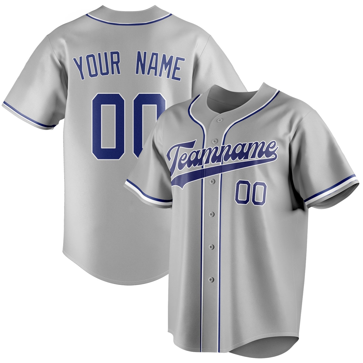 Custom Gray & Royal Color Fan Baseball Jersey BB01240529JZ147