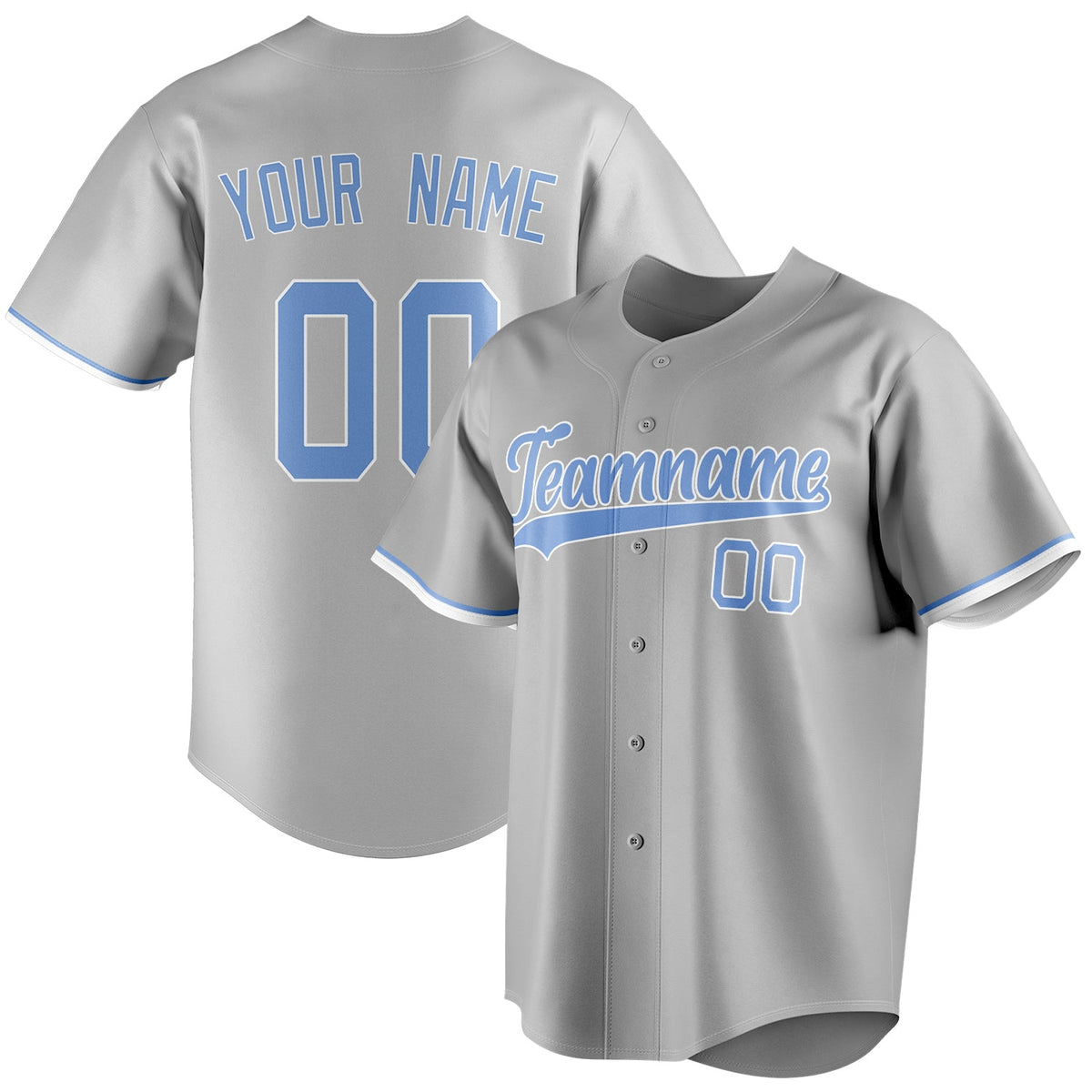 Custom Gray & Light Blue Color Fan Baseball Jersey BB01240529JZ149