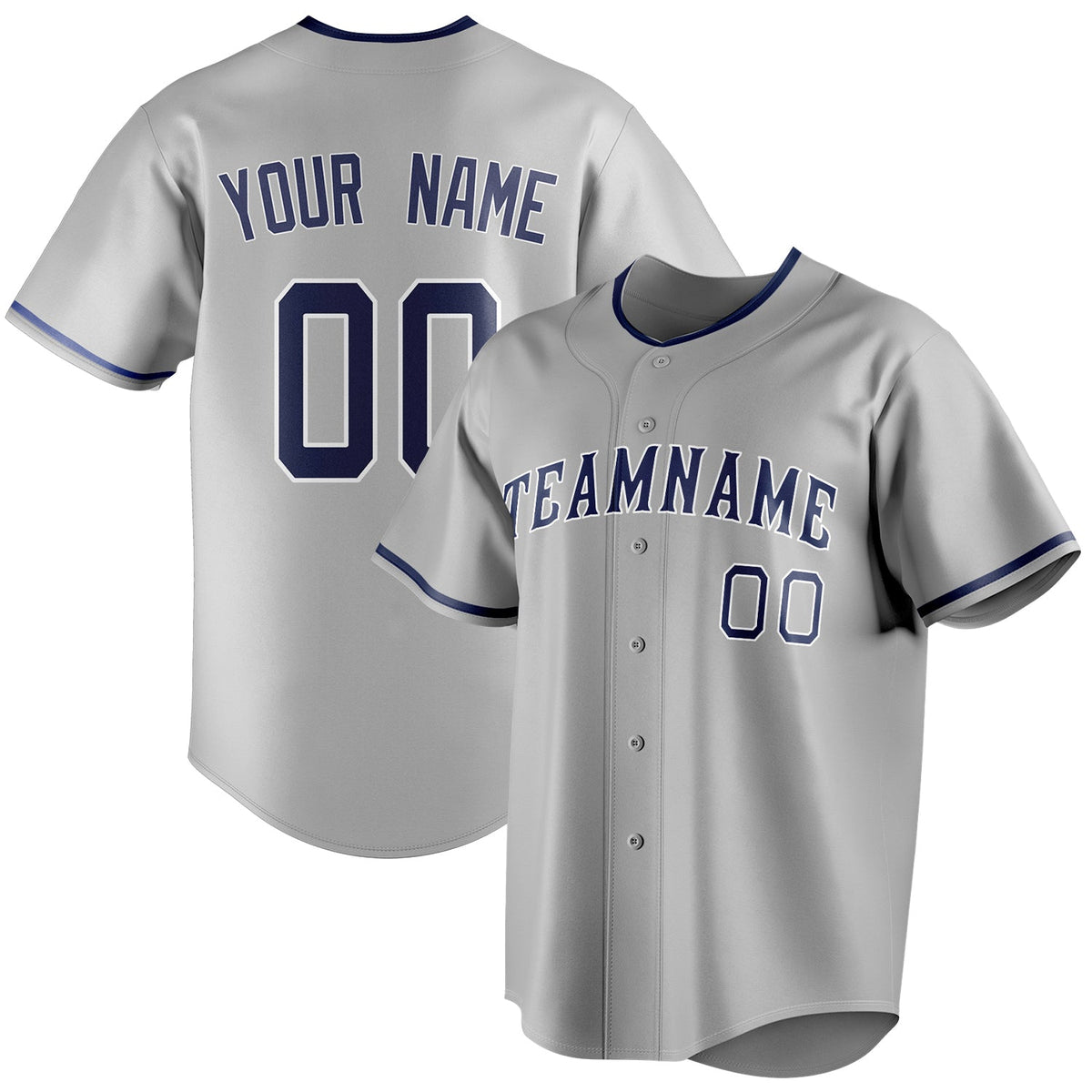 Custom Gray & Navy Color Fan Baseball Jersey BB01240529JZ154