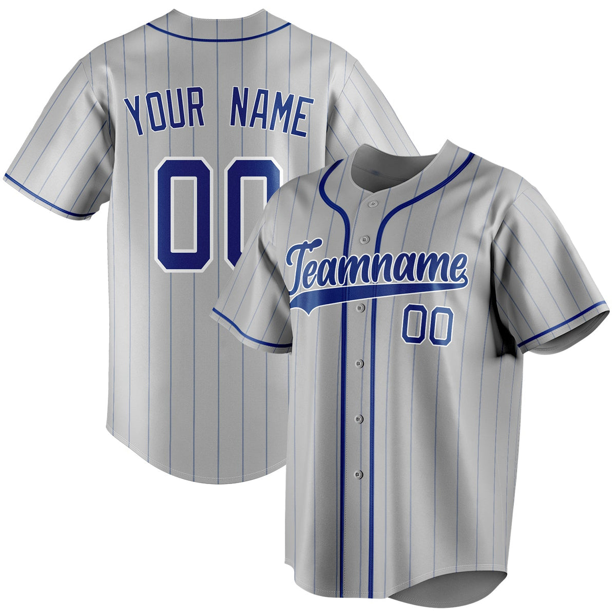 Custom Gray & Royal Royal Pinstripe Fan Baseball Jersey BB01240529JZ155