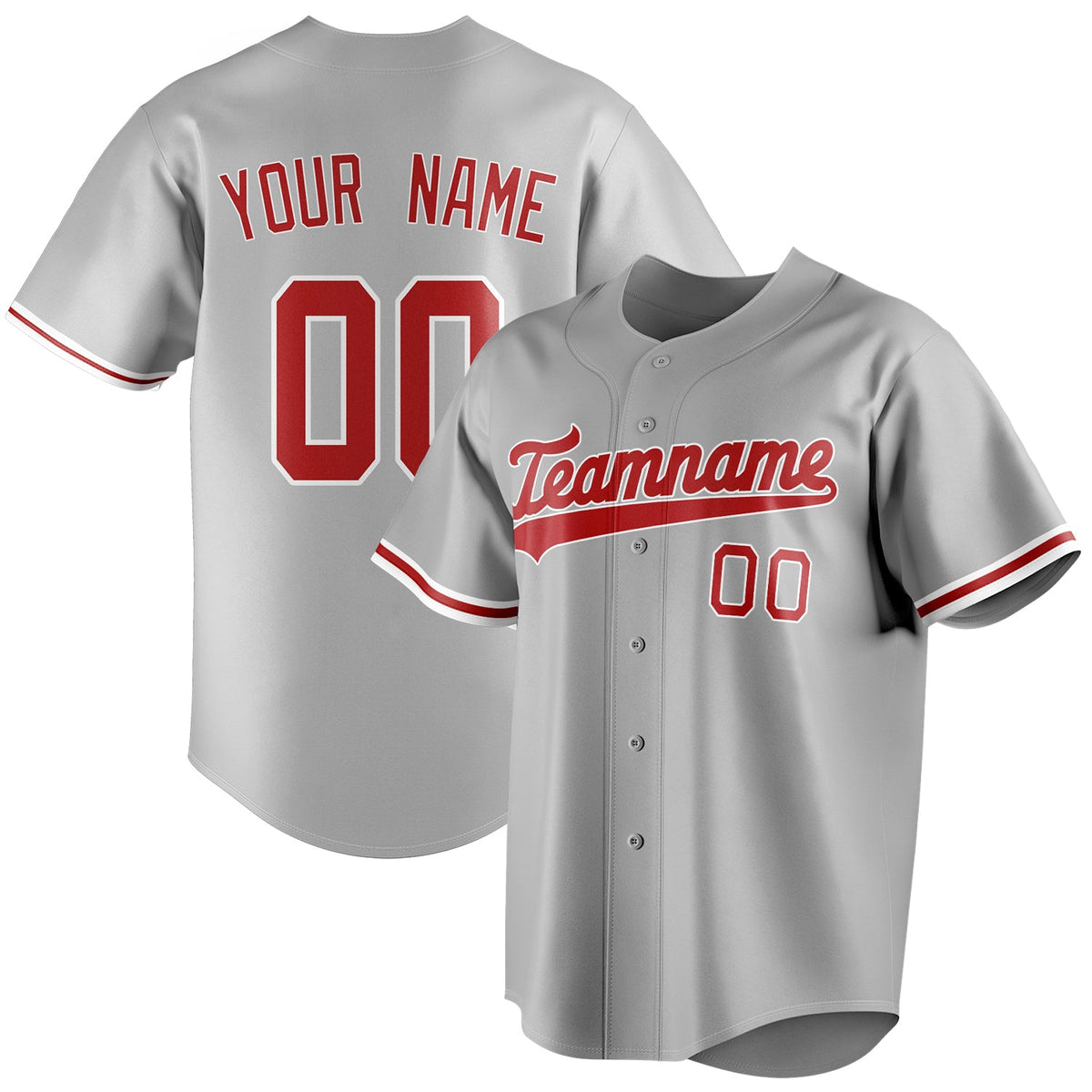 Custom Gray & Red Color Fan Baseball Jersey BB01240529JZ160