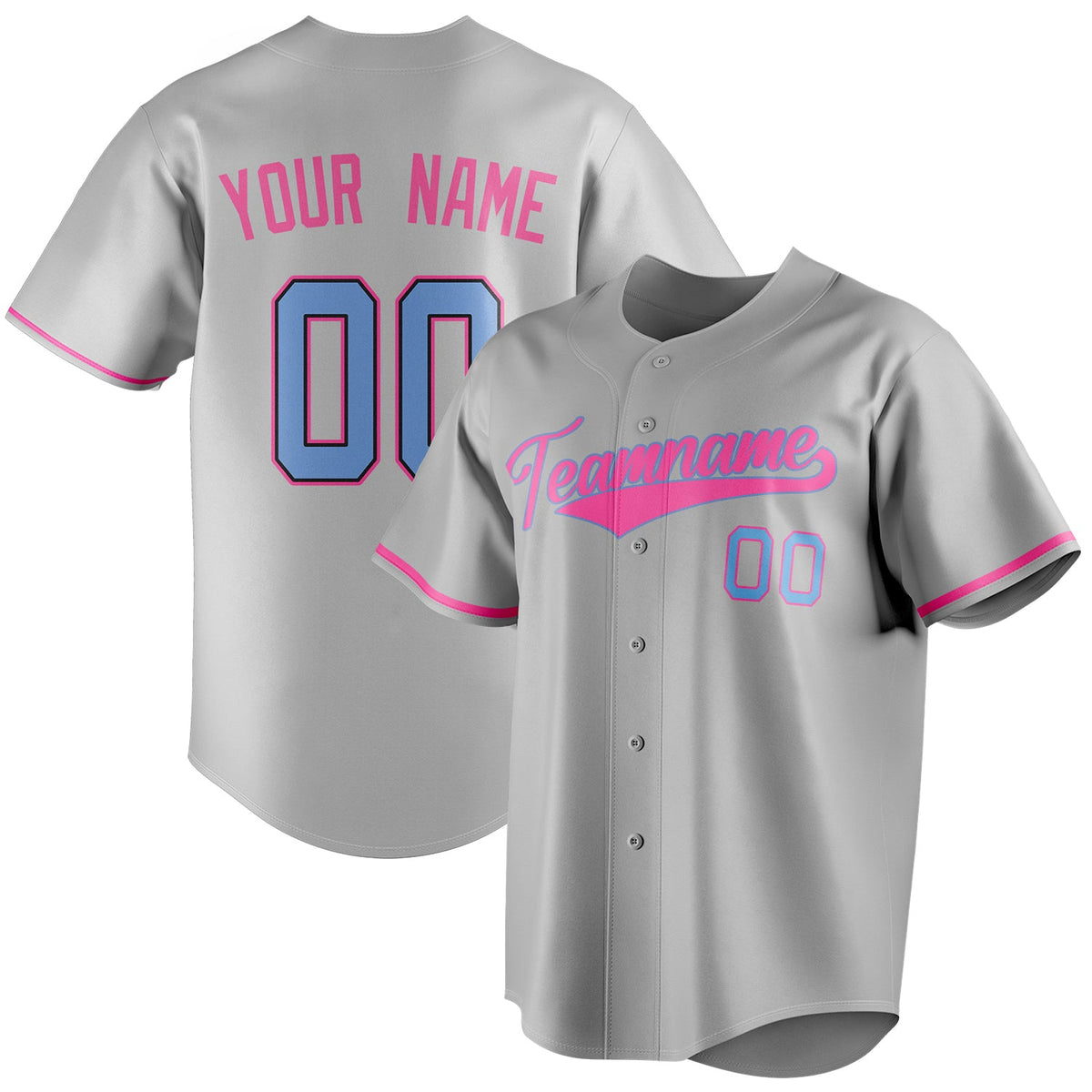 Custom Gray & Pink Color Fan Baseball Jersey BB01240529JZ163