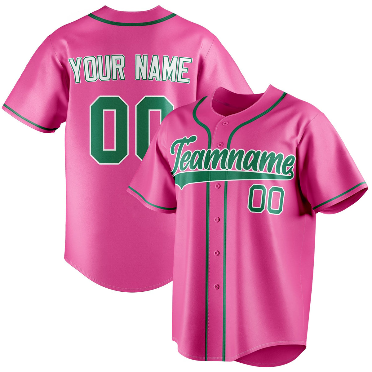 Custom Pink & Kelly Green Color Fan Baseball Jersey BB01240529WX411