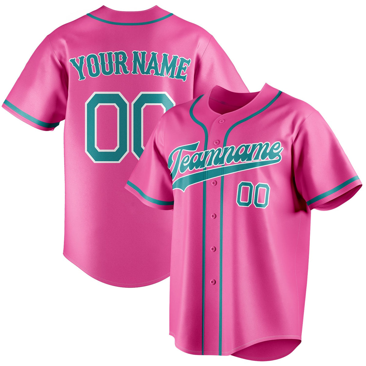 Custom Pink & Teal Color Fan Baseball Jersey BB01240529WX417