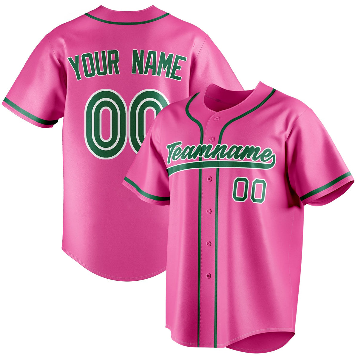 Custom Pink & Kelly Green Color Fan Baseball Jersey BB01240529WX418