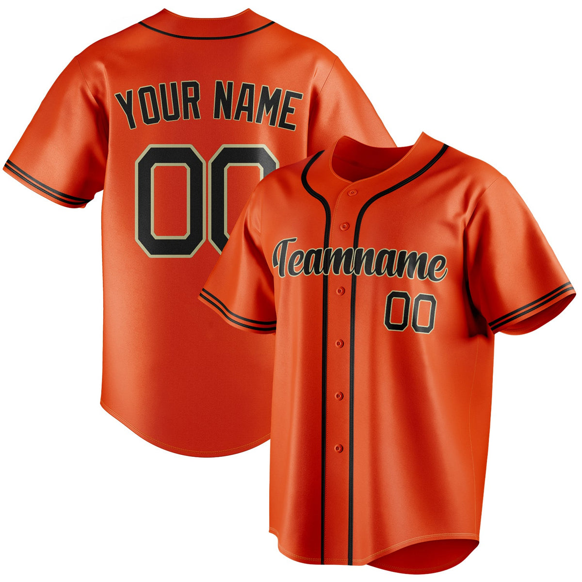 Custom Orange & Black Color Fan Baseball Jersey BB01240529WY175