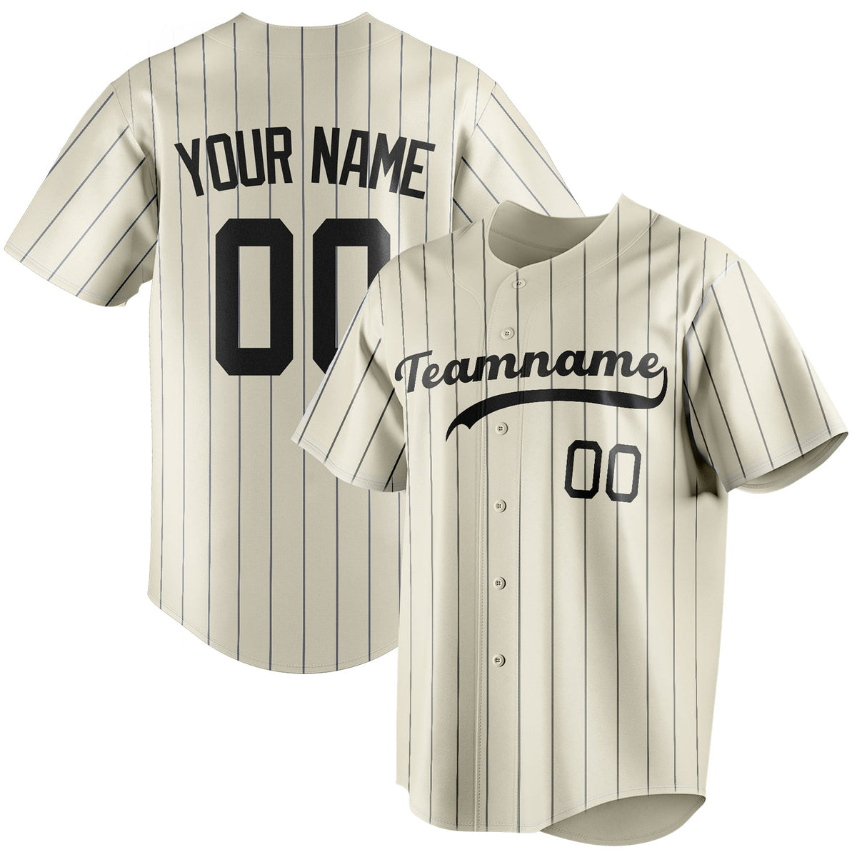 Custom Cream & Black Black Pinstripe Fan Baseball Jersey BB01240529YX211