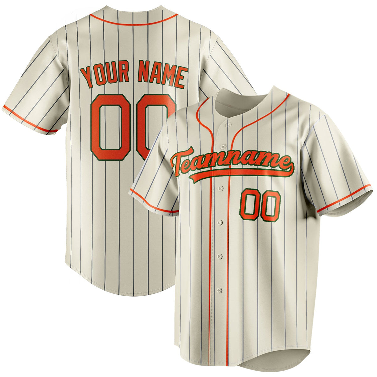 Custom Cream & Orange Navy Pinstripe Fan Baseball Jersey BB01240529YX213