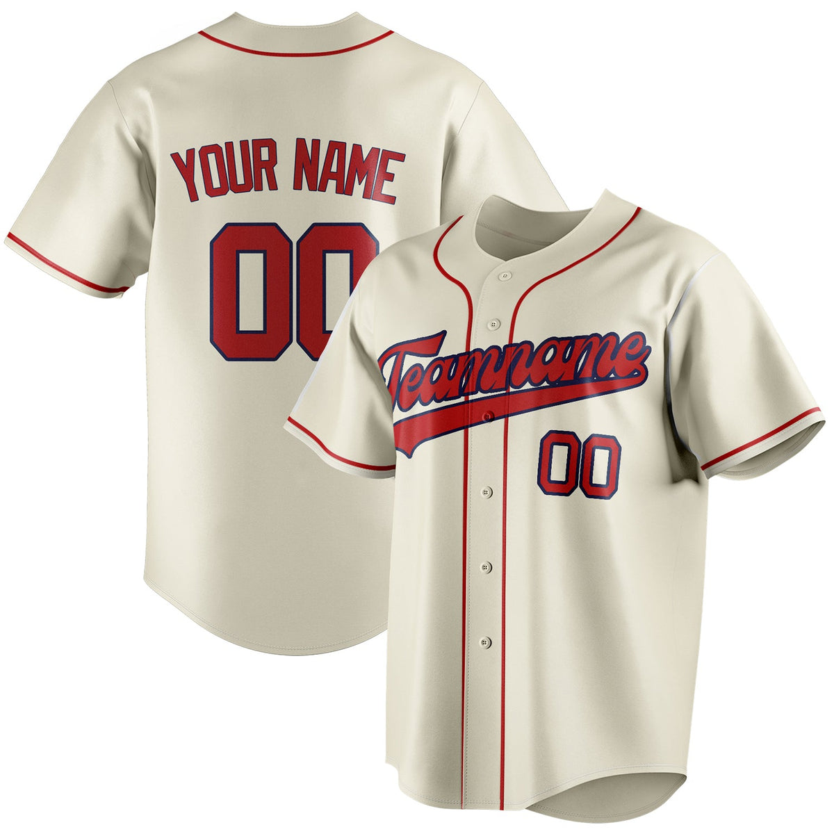 Custom Cream & Red Color Fan Baseball Jersey BB01240529YX220