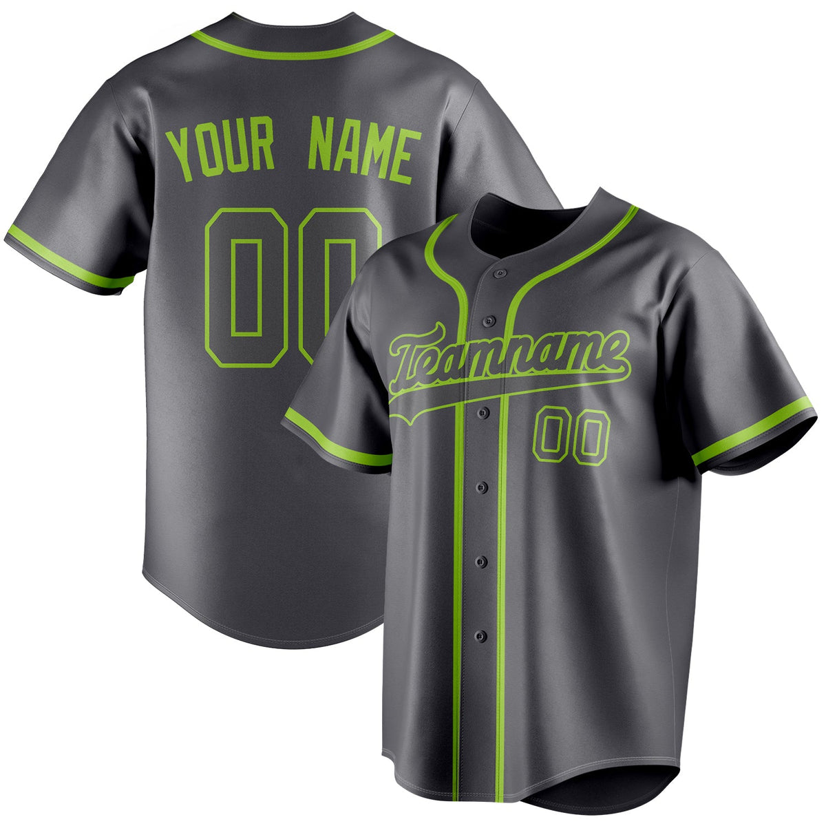 Custom Steel Gray & Neon Green Color Fan Baseball Jersey BB01240530CK293