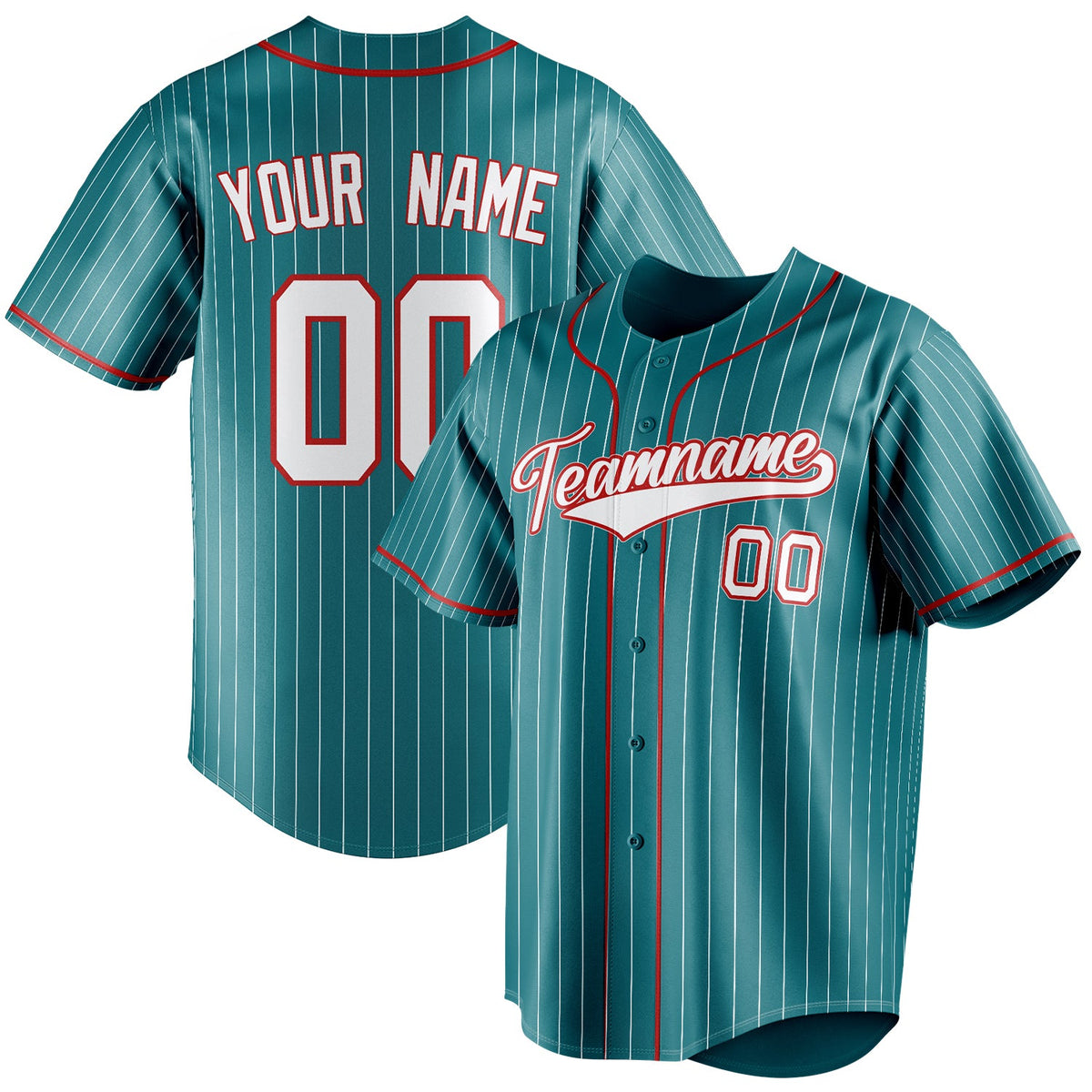 Custom Teal & White White Pinstripe Fan Baseball Jersey BB01240530CK322